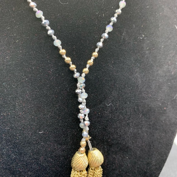 Free Soul Silver and Gold Beaded Rope Necklace with Gold Tassels - Picture 3 of 6